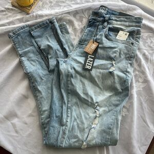 Lazer Light Blue Distressed Men's Straight Jeans